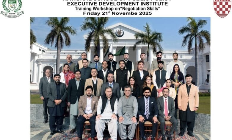 لاہور میں NSPP کے ایگزیکٹو ڈویلپمنٹ انسٹی ٹیوٹ کی جانب سے "گفت و شنید کی مہارت" پر جامع تربیتی ورکشاپ کا انعقاد