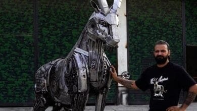 اسلام آباد کے نواح میں کباڑ سے تخلیق تک: مجسمہ ساز احتشام جدون کے دیوہیکل شاہکار