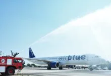 جناح انٹرنیشنل ایئرپورٹ کے اپ گریڈ شدہ رن وے 07L/25R پر پہلی کمرشل لینڈنگ، ایئر بلیو کی پرواز نے تاریخ رقم کر دی