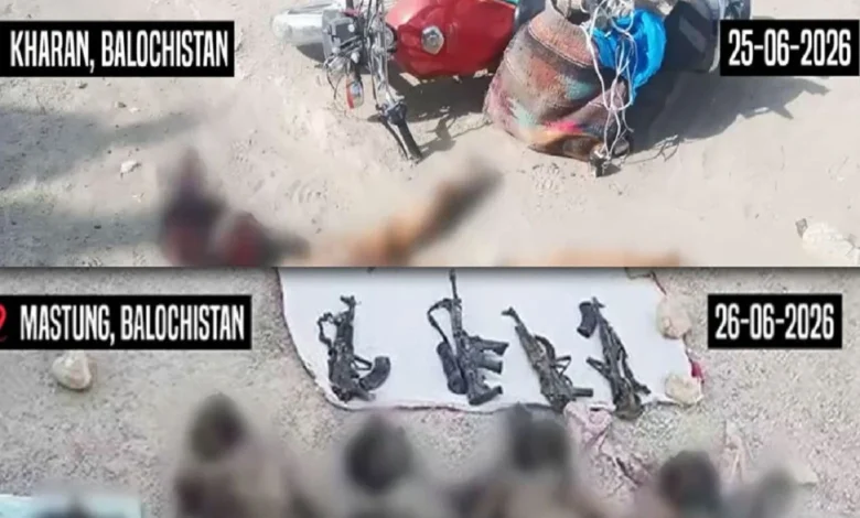 بلوچستان میں سیکیورٹی فورسز کی دو بڑی انٹیلی جنس بیسڈ کارروائیاں، خاران اور مستونگ میں 8 دہشت گرد ہلاک، خودکش بمبار بھی مارا گیا