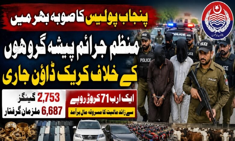 پنجاب پولیس کا صوبہ بھر میں منظم جرائم پیشہ گروہوں کے خلاف بڑا کریک ڈاؤن