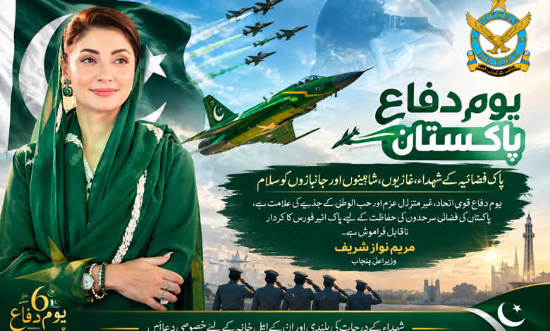 یومِ فضائیہ: وزیراعلیٰ مریم نواز شریف کا پاک فضائیہ کے شہداء، غازیوں اور شاہینوں کو سلام