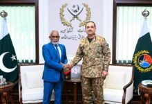 مالدیپ کی پیپلز مجلس کے اسپیکر کی جی ایچ کیو آمد، فیلڈ مارشل عاصم منیر سے ملاقات، علاقائی سلامتی و دوطرفہ تعاون پر تبادلہ خیال