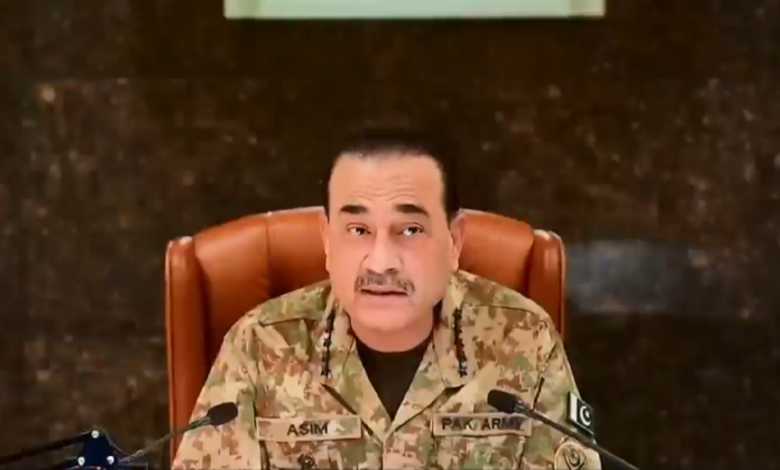 افغانستان سے ہونے والی دہشت گردی کے خلاف ٹارگٹڈ کارروائی پاکستان کا حق، 9 مئی جیسے حالات کی کوشش برداشت نہیں کی جائے گی،سید عاصم منیر